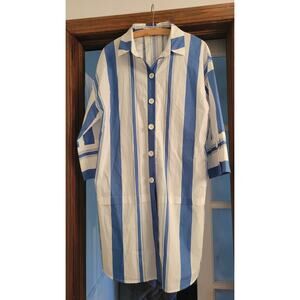 Pearl by Lela Rose Striped Shirt Oversized Cotton Dress Small